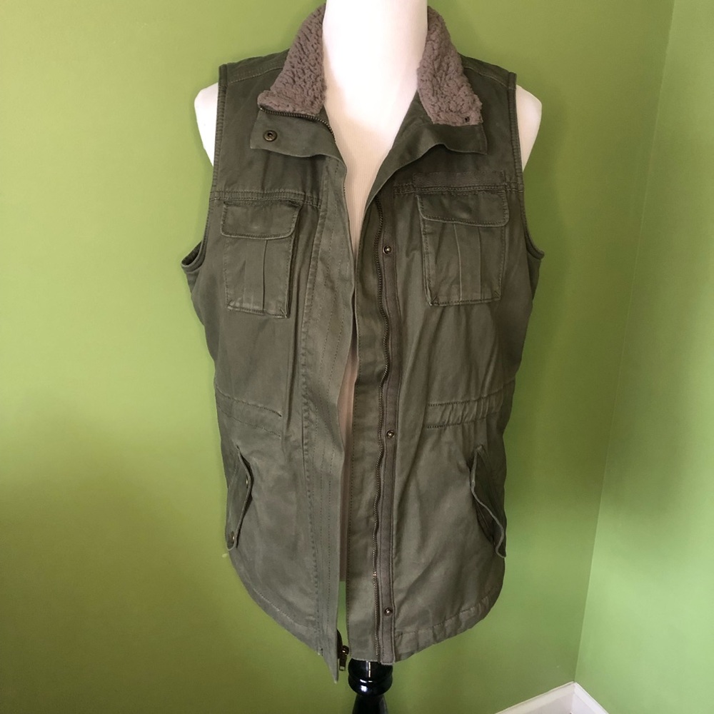 Sonoma Olive Green, Sherpa Lined Utility Vest